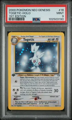 2000 POKEMON NEO GENESIS 1ST ED #16 TOGETIC-HOLO PSA 9 - Image 1