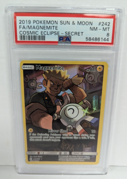 2019 Pokemon Sun & Moon #242 FA/Magnemite Cosmic Eclipse Secret PSA 8 - Image 1