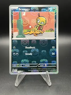 Pokemon TCG Scraggy 057/086 Master Ball Reverse Holo White Flare - Image 1