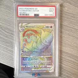 Pokemon Mewtwo VSTAR 079/078 Pokemon GO Secret Rare Holo VSTAR PSA 9 English - Image 1