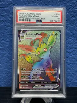 Leafeon VMAX Evolving Skies #204 2021 Secret Rare Holo Graded PSA 10 Pokemon TCG - Image 1