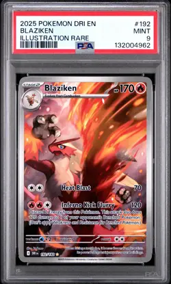 2025 POKEMON DRI EN-DESTINED RIVALS ILLUSTRATION RARE #192 BLAZIKEN PSA 9 TCG - Image 1