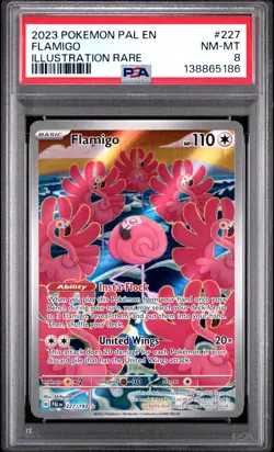 2023 POKEMON PAL EN-PALDEA EVOLVED ILLUSTRATION RARE #227 FLAMIGO PSA 8 - Image 1
