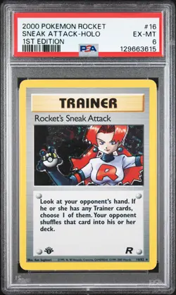 2000 POKEMON ROCKET 1ST ED #16 ROCKET'S SNEAK ATTACK-HOLO PSA 6 - Image 1