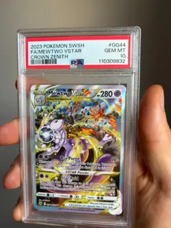 2023 POKEMON SWORD AND SHIELD CROWN ZENITH #GG44 FULL ART MEWTWO VSTAR PSA 10 - Image 1