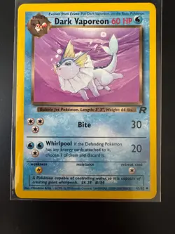 Dark Vaporeon 45/62 Team Rocket Unlimited Uncommon Pokemon TCG Card WOTC NM - Image 1