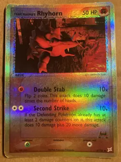 Team Magma’s Rhyhorn Pokemon Card Team Magma VS Team Aqua 67/95 Holo MP - Image 1