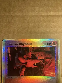 Team Magma’s Rhyhorn Pokemon Card Team Magma VS Team Aqua 67/95 Holo MP - Image 3