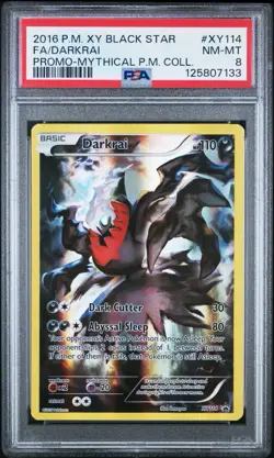 POKEMON CARD DARKRAI HOLO FULL ART 114 BLACK STAR PROMO XY114 GRADED PSA 8 #114 - Image 1