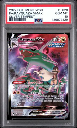 PSA 10 Pokemon Silver Tempest Rayquaza VMAX TG20 Full Art Ultra Rare - Image 1
