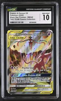 CGC 10 ESPEON & DEOXYS GX SM240 BLACK STAR PROMOS TAG TEAM POWERS POKEMON - Image 1