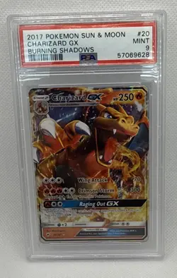 2017 POKEMON SUN & MOON BURNING SHADOWS #20/147 CHARIZARD GX HOLO RARE PSA 9 - Image 1