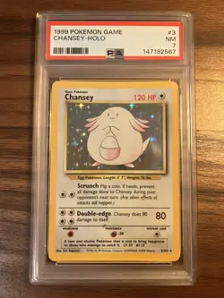 1999 POKEMON BASE SET UNLIMITED #3 CHANSEY-HOLO PSA 7 - Image 1