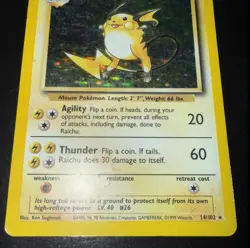 Pokemon TCG Raichu Base Set Holo Rare Card 14/102 MP - Image 4