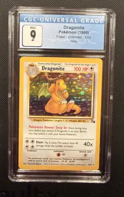 Dragonite 4/62 Fossil Holo Rare CGC 9 Mint Vintage Pokemon Card 1999 - Image 1