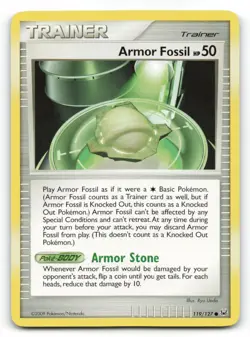 Pokemon Card - ARMOR FOSSIL - Platinum - Common - 119/127 !!! - Image 1
