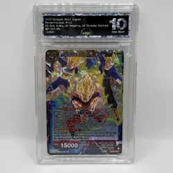 2023 DBS CARD GAME #P-553 SS SON GOKU & SS VEGETA & SS TRUNKS, UNITED Graded 10 - Image 1