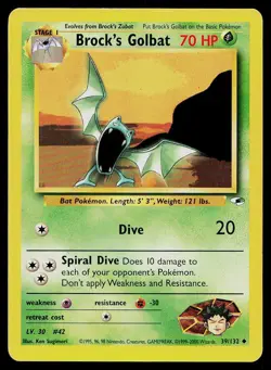 Pokemon Card Gym Heroes Brock's Golbat 39/132 Unlimited Uncommon - Image 1