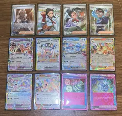 POKEMON TCG S&V Lot Of 12 Cards: Rainbow EX, Full Art Trainers, AceSpecs - Image 1