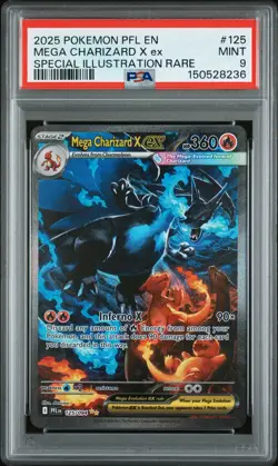 2025 POKEMON PFL EN-PHANTASMAL FLAMES #125 MEGA CHARIZARD X EX PSA 9 - Image 1