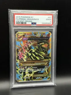 PSA 2 2015 POKEMON XY ANCIENT ORIGINS #97 FULL ART PRIMAL GROUDON EX - Image 1