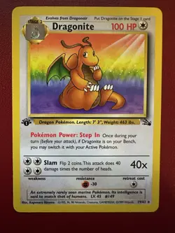 Pokemon TCG Dragonite 19/62 Fossil 1st Edition Rare Non-Holo Card - Image 1