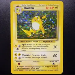 Pokemon TCG Raichu Base Set Unlimited 14/102 Holo Wizards Base Set MP - Image 2