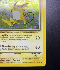 Pokemon TCG Raichu Base Set Unlimited 14/102 Holo Wizards Base Set MP - Image 4