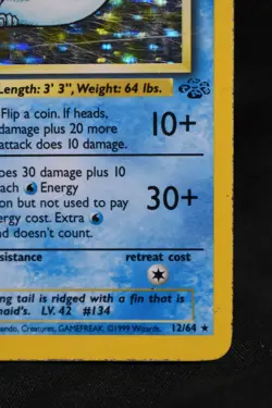 Vaporeon 12/64 MP Jungle Holo Unlimited Pokemon TCG - Image 4