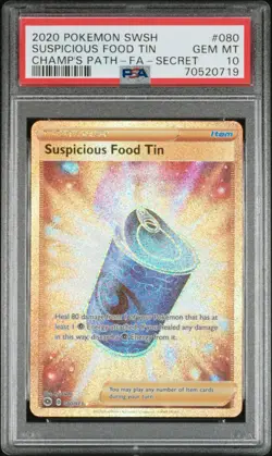 Pokemon! PSA 10 Suspicious Food Tin 80/73 - Secret Rare Gold - Champions Path - Image 1
