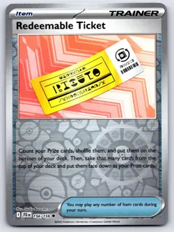 REDEEMABLE TICKET 156/159 REVERSE HOLO JOURNEY TOGETHER POKEMON NEAR MINT - Image 1