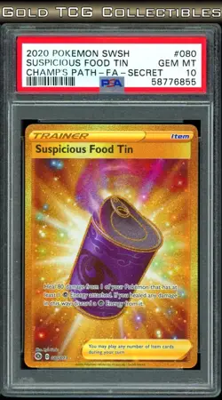 PSA 10 ⭐ Pokemon Suspicious Food Tin 080 Champion's Path Gold Full Art Graded - Image 1