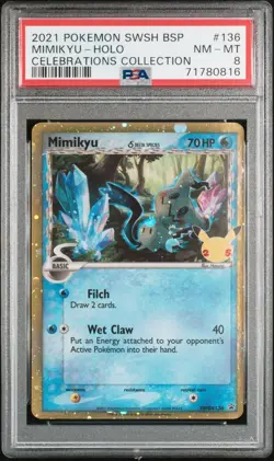 2021 POKEMON SWSH BLACK STAR PROMO CELEBRATIONS COLL #136 MIMIKYU-HOLO PSA 8 - Image 1