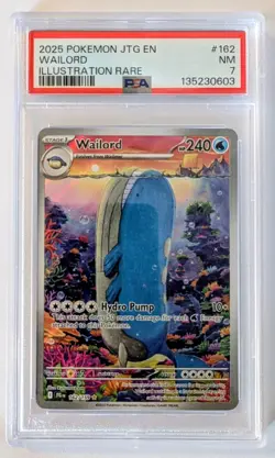 2025 POKEMON JTG EN-JOURNEY TOGETHER ILLUSTRATION RARE #162 WAILORD PSA 7 - Image 1
