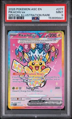 2026 POKEMON PIKACHU EX #277 ASCENDED HEROES SPECIAL ILLUSTRATION RARE PSA 9 - Image 1