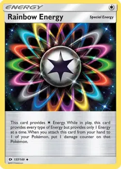 Rainbow Energy 137/149 UC SM Base Set Pokemon Reverse Holo LP - Image 1