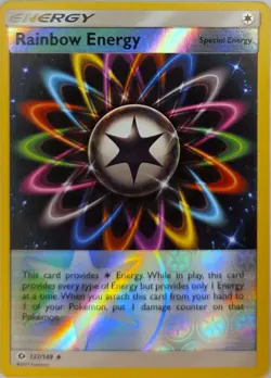 Rainbow Energy 137/149 UC SM Base Set Pokemon Reverse Holo LP - Image 2