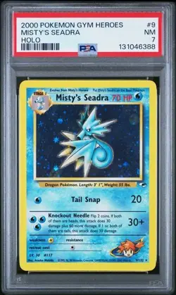 2000 Pokemon Gym Heroes Mistys Seadra Holo #9 Graded PSA 7 NM MINT - Image 1