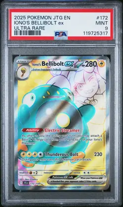 Pokemon 2025 Ionos Bellibolt ex 172/159 Full Art Rare Journey Together PSA 9 - Image 1