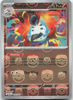 Volcarona 016/086 Master Ball Holo SV: Black Bolt Pokemon Card NM - Image 1