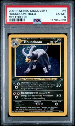 2001 POKEMON NEO DISCOVERY 1ST ED #4 HOUNDOOM-HOLO PSA 6 - Image 1