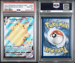 2021 POKEMON CELEBRATIONS #009 FULL ART/SURFING PIKACHU VMAX PSA 10 - Image 3