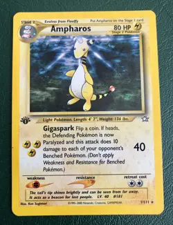 Ampharos 1st Edition 1/111 - Neo Genesis Pokemon Card 2000 *LP / MP See Pics* - Image 1