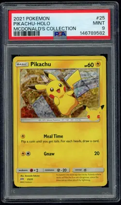 2021 POKEMON MCDONALD'S COLL #25 PIKACHU-HOLO PSA 9 - Image 1