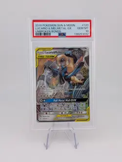 2019 Pokemon Sun & Moon Unbroken Bonds Lucario & Melmetal GX #120 – PSA 10 - Image 1