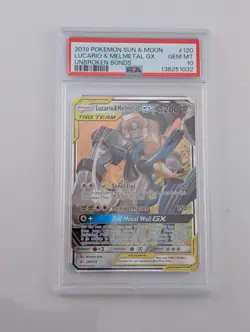 2019 Pokemon Sun & Moon Unbroken Bonds Lucario & Melmetal GX #120 – PSA 10 - Image 3