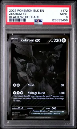 2025 POKEMON BLK EN-BLACK BOLT BLACK WHITE RARE #172 ZEKROM EX PSA 9 - Image 1