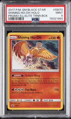 2017 POKEMON SM BLACK STAR PROMO #SM70 SHINING HO-OH-HOLO PSA 9 - Image 1