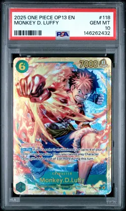 2025 ONE PIECE OP13-CARRYING ON HIS WILL #118 MONKEY D. LUFFY PSA 10 - Image 1