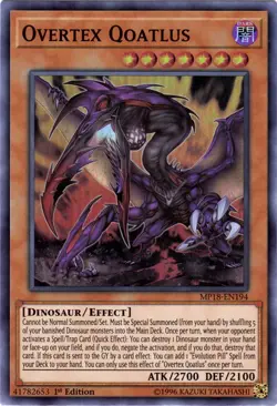 Yugioh! LP Overtex Qoatlus - MP18-EN194 - Super Rare - 1st Edition Lightly Playe - Image 1